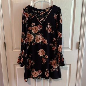 Altar’d State Dress with Floral Print and Unique Neckline